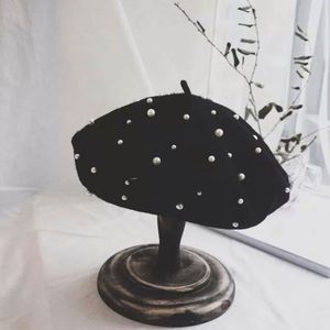 Béret en laine d'hiver pour femme, personnalisé, avec perles, vente en gros - Product Image 6