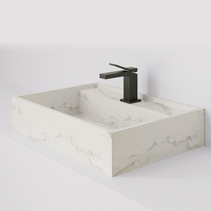 Évier rectangulaire en pierre à quartz, vasque pour salle de bains, lavabo, 1 pièce de 24 pouces - Product Image 3