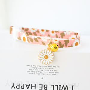 봄 여름 작은 꽃 애완 동물 고양이 칼라 이탈 폴리에스터 개 목 벨 장식 작은 꽃 인쇄 디자인 고양이 칼라 - Product Image 4