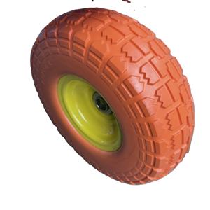 10 pulgadas 4,10/3,50-4 <span class=keywords><strong>rueda</strong></span> sólida a prueba de pinchazos neumático de espuma de PU para carro pequeño rodamiento de bolas Uso de <span class=keywords><strong>carretilla</strong></span> libre plana - Product Image 6