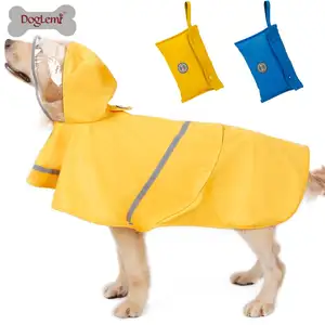 ペットレインコートポンチョパーカージャケット反射黄色の犬の摩耗防水犬の服