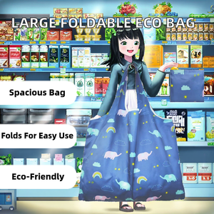 Sacola de Compras Personalizada OEM Nova Grande Dobrável Material Portátil Ecológica com Alça para Supermercado - Product Image 3