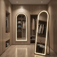 Miroir sur pied pleine longueur personnalisé avec éclairage, cadre en aluminium, miroir mural pour salle de maquillage, miroir LED sur pied