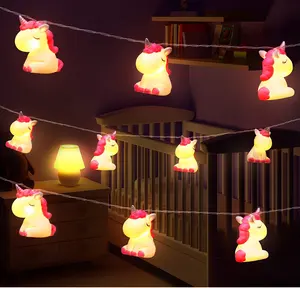 Cute Cartoon Unicorn Vinyl Battery Operated String Lights Silicone Cloud Star Bunny Led Night Lights For Kids Room Decoration