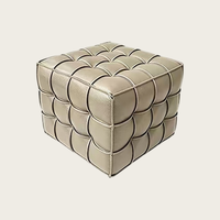 Leder-Ottoman Würfelhocker Gesteppter Gitter-Fußhocker Sofa für Wohnzimmer Eingangsbereich Flur Schuh-Designer Pouf Taburete De Cuero