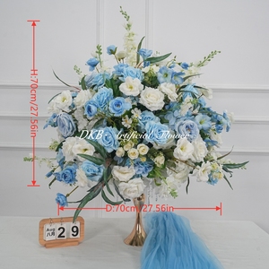Fleurs artificielles DKB en gros, décoration <span class=keywords><strong>de</strong></span> mariage, centre <span class=keywords><strong>de</strong></span> <span class=keywords><strong>table</strong></span> pour banquet, grande boule <span class=keywords><strong>de</strong></span> fleurs artificielles bleue et blanche <span class=keywords><strong>de</strong></span> 70 cm - Product Image 2