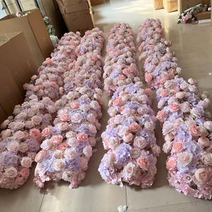 D-FR165 Wholesale <b>baby</b> breath flower runner aisle pink fower runner table rose flower runner artificial silk for wedding decor - Product Image 5