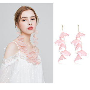 Mode lumière dentelle Rose fleur boucles <span class=keywords><strong>d</strong></span>'oreilles fil tissu Floral <span class=keywords><strong>longue</strong></span> couche gland boucles <span class=keywords><strong>d</strong></span>'oreilles plage Costume boucles <span class=keywords><strong>d</strong></span>'oreilles pour les femmes - Product Image 6
