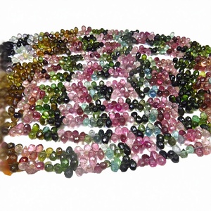 Cuentas de Turmalina Ojo de Gato Multicolor Natural en Forma de Lágrima de 5-7mm, Microfacetadas, Grado AAA, Hilo de 8 Pulgadas, Gema Suelta de 50 Quilates - Product Image 2