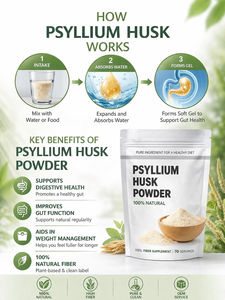 Bubuk Kulit <span class=keywords><strong>Psyllium</strong></span> Utuh Vorx Biotech untuk Kesehatan Pencernaan, Suplemen Serat Diet, OEM Label Pribadi - Product Image 2