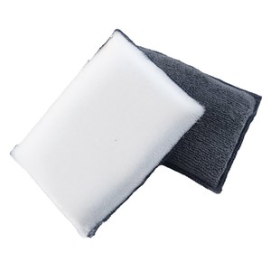 Blocs d'éponges carrées en microfibre 14,5x10,5x3,5 cm gris et blanc, fournitures de nettoyage pour lavage de voiture et detailing automobile - Product Image 5