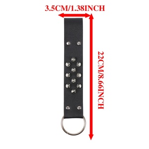 Breloque de ceinture en cuir style punk, pendentif de taille gothique avec rivets tête de mort, accessoire de costume rock, décoration de jupe de motard, noir - Product Image 6