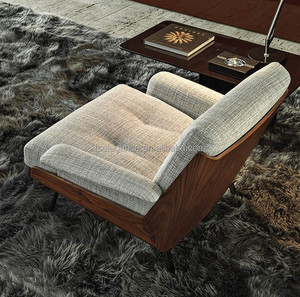 Canapés Chesterfield à un siège en bois massif chinois en velours bleu à dossier haut et design moelleux - Product Image 3