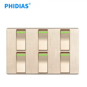 PHIDIAS sıcak satış ev kullanımı push button 6 gang işık kontrol duvar anahtarı