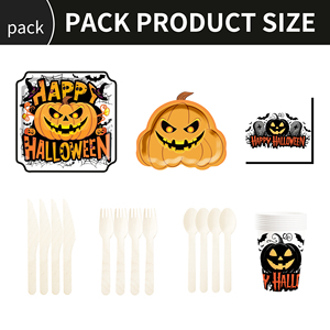 Juego de Vajilla Personalizado DAMAI con Diseño de Calabaza para Halloween, Incluye Platos y Vasos Desechables de Papel para Fiestas de Halloween - Product Image 3