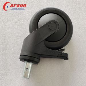 Roulettes médicales à tige longue avec anneau de maintien en TPR noir, verrouillage centralisé, fonctionnement silencieux et conception durable - Product Image 2