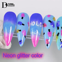 BD Neon Glitter Gel Polish Nail Art Powder Ultra-Fine Hema Free Pearlescent French Style Magnet Resin Packed in Bottle