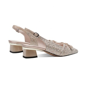 Escarpins Moncheer pour <span class=keywords><strong>femme</strong></span> à bout pointu, <span class=keywords><strong>talon</strong></span> bas, ornés de strass et de perles, antidérapants, légers, à enfiler, pour soirée, sexy - Product Image 3