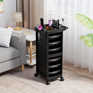 New Profession Plastic Black Hairdressing Trolley with 6 Drawersl for Salon Barber - Product Image 5