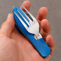 Ustensiles de camping multifonctionnels pliables en gros, 3 en 1, cuillère, fourchette et couteau détachables en acier inoxydable, couverts de voyage pour l'extérieur
