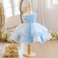 Gaun Putri Tutu Satu Bahu untuk Anak Perempuan, Gaun Pesta Formal untuk Ulang Tahun, Catwalk, Piano, Acara Malam