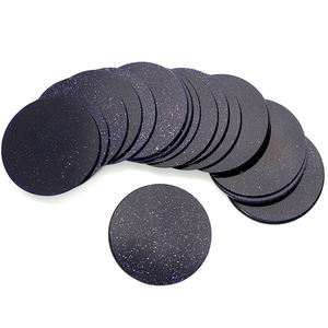 Piedras preciosas sintéticas de arena dorada azul, vidrio plano doble redondo, azul para la fabricación de joyas - Product Image 4