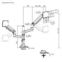 Support de moniteur vertical ultra-large robuste LDT69-C024P 17"-49" 20kg avec bras double à ressort à gaz pour écran incurvé VESA