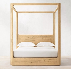 Cama Doble Elevada de Madera Maciza Estilo Rústico Americano para Dormitorio Principal, Hotel o Villa, Personalizable - Product Image 2