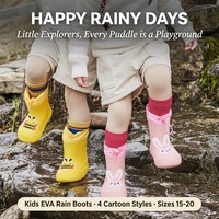 Bottes de pluie pour enfants en EVA avec imprimé de dessins animés personnalisés, motif animal, réfléchissantes, antidérapantes, avec manchette et cordon de serrage réglable