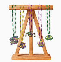 Collier de carnaval en gros, perles en plastique violettes, dorées et vertes, chaîne de perles, décoration de fête, collier pendentif style chapeau haut-de-forme, bijoux