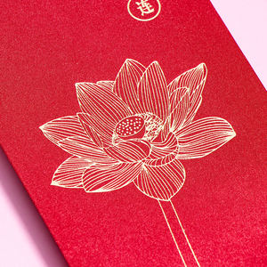 قماش حرير أموال العام الجديد angpao رقائق ذهبية ختم قماش مغلف أحمر حزمة مخملية حمراء - Product Image 2