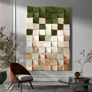 Cuadro Decorativo de Lujo de Alta Gama con Diseño Personalizado, Arte Mural Moderno 3D Texturizado, Bloques de Color Abstractos en Madera para Hotel, Pintura Abstracta al Óleo - Product Image 2