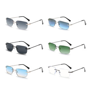 Custom Logo 2026 Vintage <b>Men</b> Women Rimless <b>Square</b> Sun Glasses UV400 Stainless Steel Small Frame <b>Sunglasses</b> - Product Image 4