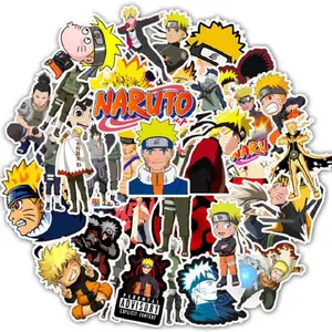 Adesivos de desenho animado japonês, 50 ou pçs/set, anime naruto, sasuke, para laptop, geladeira, carro, decalque de vinil, decoração de casa