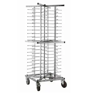 Commercial Dish Plate Putting Trolley Kitchen Stainless Steel Mobile Plate Rack Trolley For 80 Plates