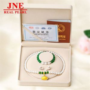 Natürliche Perlenkette mit Chalcedon-Perlen und Hetian-Gold, Langlebige Perlenkette, Geschenk für Ältere und zum Muttertag - Product Image 1