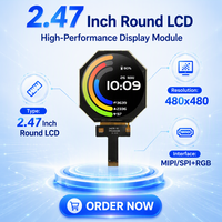 Layar Bundar 480*480 Antarmuka MIPI/SPI+RGB Tft Layar Lcd Sirkular 2.47 Inci
