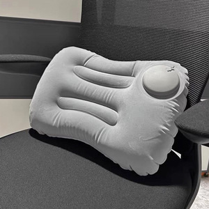 Almohada inflable cuadrada para viaje, con soporte lumbar, inflable por presión, portátil, plegable, con superficie flocada, para exteriores. - Product Image 3