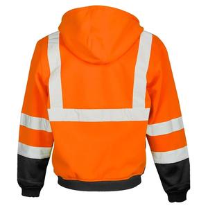 เสื้อกันหนาวผ้าฝ้าย100% ผู้ชายผ้าฟลีซผสมสีมีฮู้ดซิปสะท้อนแสงสำหรับเสื้อผ้านิรภัย - Product Image 2