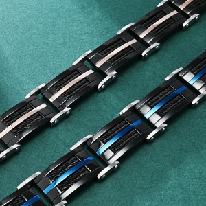 Bracelets pour hommes en acier inoxydable sur mesure, deux tons, avec câble à 5 couches, résistants à l'eau et au ternissement, bijoux fins et élégants. - Product Image 2
