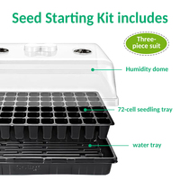 Kit de germination en plastique réutilisable à 72 alvéoles, plateau de culture pour fleurs, kit de semis de jardin avec dôme