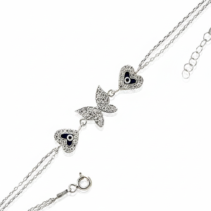 Couleur or blanc, P. Bracelet mauvais œil turque papillon en argent Sterling 925K, bijoux mauvais œil, BSBL058 - Product Image 2