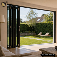 Porte pliante en aluminium à ouverture large et transparente, gain de place, suspension supérieure, normes AS2047 CE NFRC, idéale pour projets de villas - Vente directe usine JUNYAO