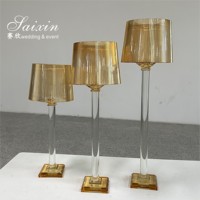 Neue Hochzeit Tisch dekoration Gold Kerzen ständer 3 Stück Set Champagner Kristall Kerzenhalter
