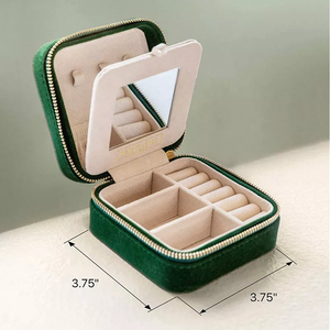 Custom Logo Double Layer Velvet Jewelry Box Travel Square Flannel Hand Decoration Box Ladies Jewelry Storage Box With <b>Mirror</b> - Product Image 2