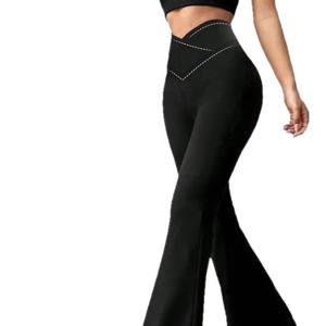 Leggings Sportivi a Vita Alta Effetto Nuvola, Comodi Pantaloni da Palestra ad Asciugatura Rapida con Orlo Arrotolato - Product Image 5