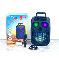 Microphone sans fil portable en plastique avec télécommande USB/XLR/RCA, lumière LED RGB, Bluetooth, TF, FM, AUX, enceinte de fête 10W 8 pouces, karaoké