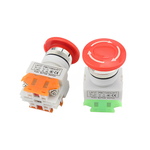 Bouton poussoir d'arrêt d'urgence en forme de champignon rouge 22 mm LAY37-11ZS Y090 en plastique 10A max. Commutateur électronique 1NO1NC actuel - Product Image 1
