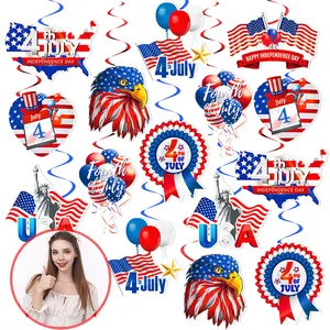 Amerikan bağımsızlık günü tema kartal bayrağı spiral asılı kart seti parti dekorasyon malzemeleri