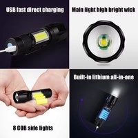 Gantungan kunci Led Mini taktis, lampu berkemah multifungsi luar ruangan tahan air USB dapat diisi ulang gantungan kunci